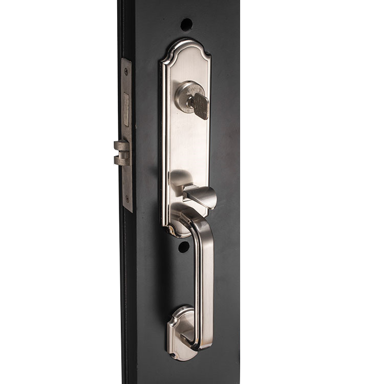 Manija de puerta corredera de seguridad para el hogar moderna Cerradura de puerta de entrada de palanca de embutir de latón industrial