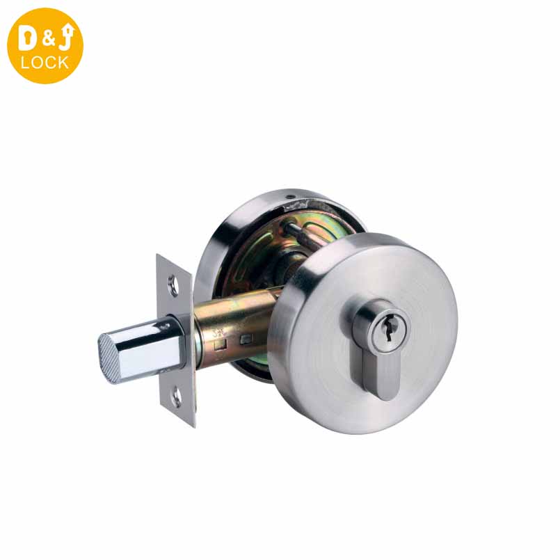 Cerradura de cilindro de acero inoxidable de satén.