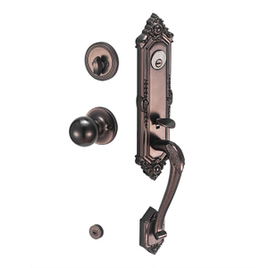 Cerradura de puerta americana Conjunto de manija de puerta de entrada de aleación de zinc de doble pestillo