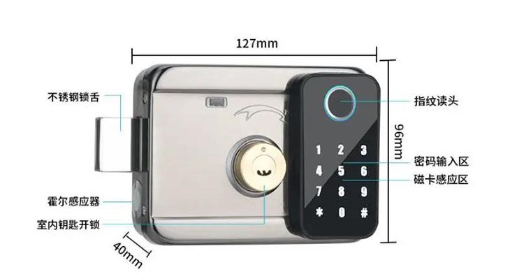 WiFi Bluetooth Security Key App Remote App Fingerprint Contraseña RIM Smart Puerta Bloqueo